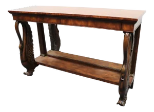 Theodore Alexander Regency Swan Carved Burl Console Table