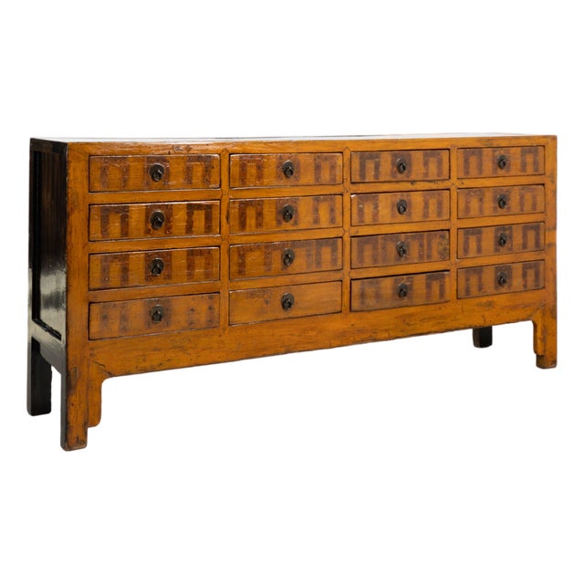 19th Century Chinese Lacquered Apothecary Console With Sixteen Drawers For Sale