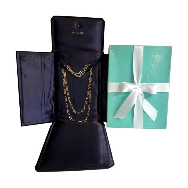 Metal Vintage Tiffany & Co. 14k Yellow Gold Paper Clip Chain Necklace 36" 1960s For Sale - Image 7 of 10