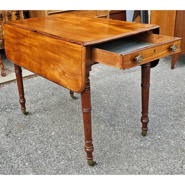 Traditional Late Federal Fruitwood Single Drawer Dropleaf Pembroke Table, Circa 1800s For Sale - Image 3 of 12
