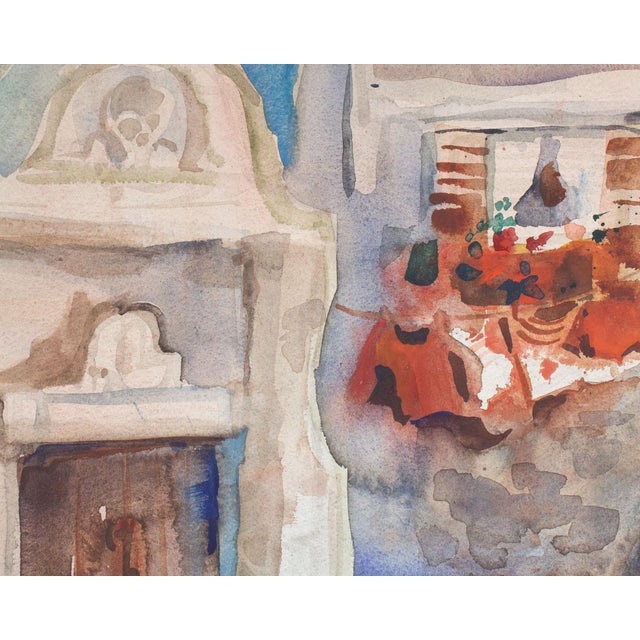Late 20th Century Virginia Brooks Signed Watercolor Painting of a Mediterranean Town For Sale - Image 5 of 7