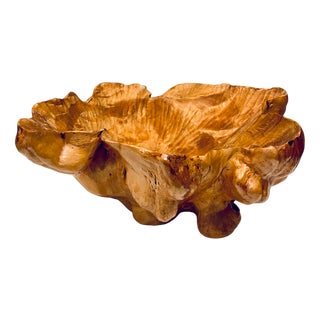 Large Vintage Swedish Burl Wood Bowl, 1940s For Sale