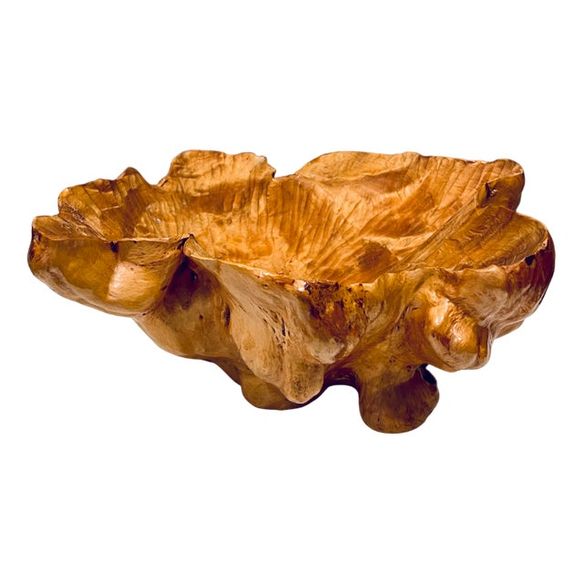 Large Vintage Swedish Burl Wood Bowl, 1940s For Sale