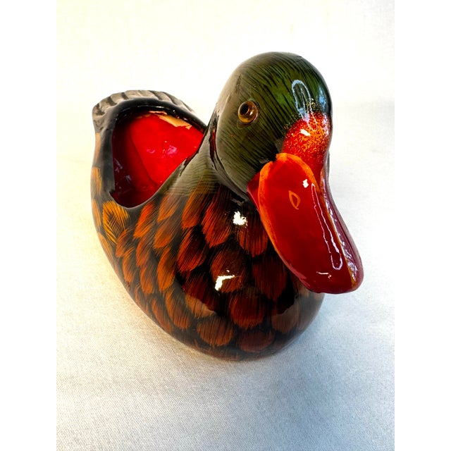 Mid 20th Century Mid 20th Century Folk Art Style Painted Duck Dish For Sale - Image 5 of 11