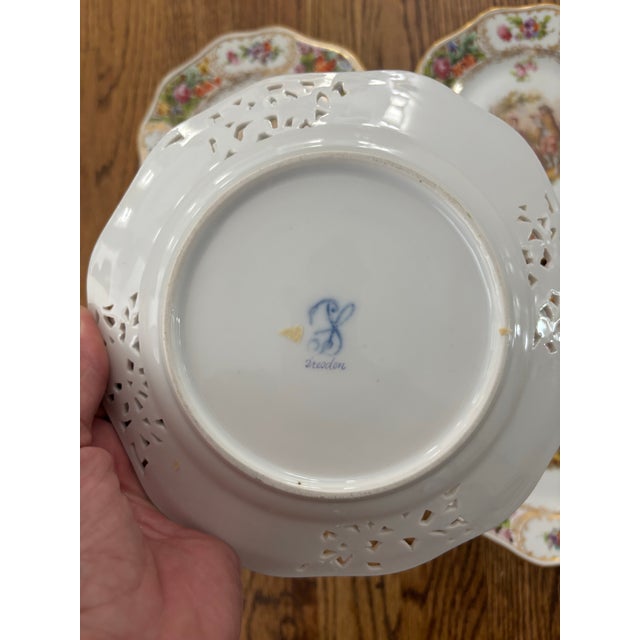 Late Nineteenth Century Carl Thieme Pastoral Scenic Reticulated Dessert or Accent Plates- Set of 6 For Sale - Image 9 of 12