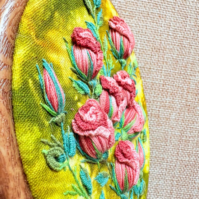 3d Rose Stumpwork Embroidery Art, Framed Botanical Sculpture, Handmade Floral Wall Decor For Sale - Image 12 of 12