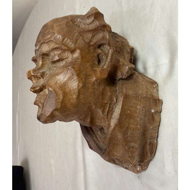 Antique Hand Carved 19th Century Victorian Old Man Folk Art Wall Bust Sculpture For Sale - Image 9 of 9