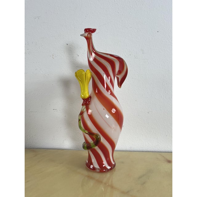 Mid-Century Polychrome Murano Glass Rooster and Flower Vase, 1950s For Sale - Image 12 of 12