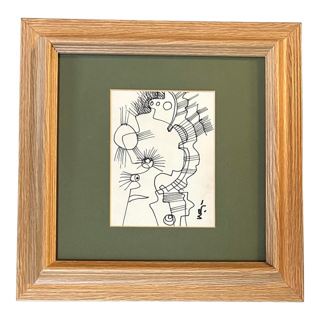 Contemporary Original Abstract Marker Drawing by Wayne Cunningham For Sale