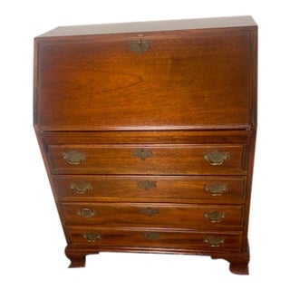 1940s Vintage Maddox Tables Genuine Mahogany Slant-Front Secretary Desk For Sale