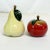 Ceramic 1980s Vintage Portuguese Arts & Crafts Majolica Pear & Apple Salt and Pepper Shakers - Thanksgiving For Sale - Image 7 of 8