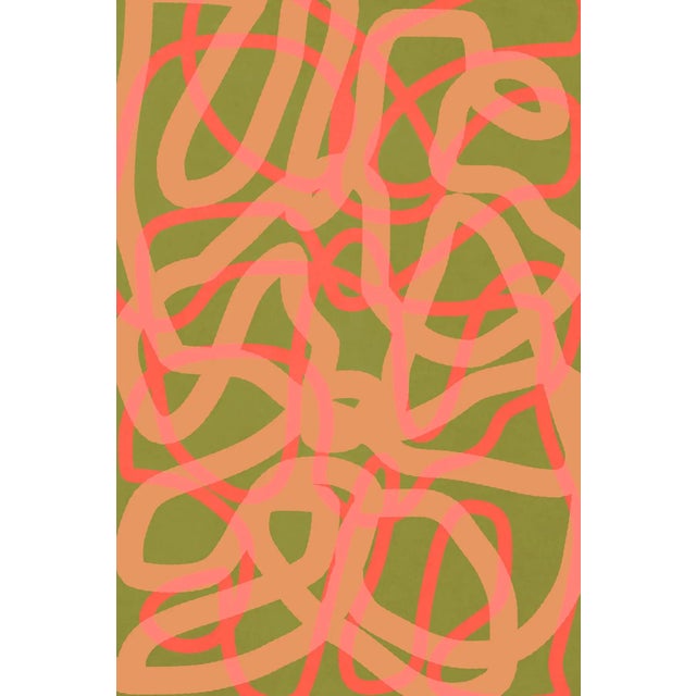 Abstract Art Print Pink & Green Contemporary Tone on Tone Artwork by Angela Cameron For Sale