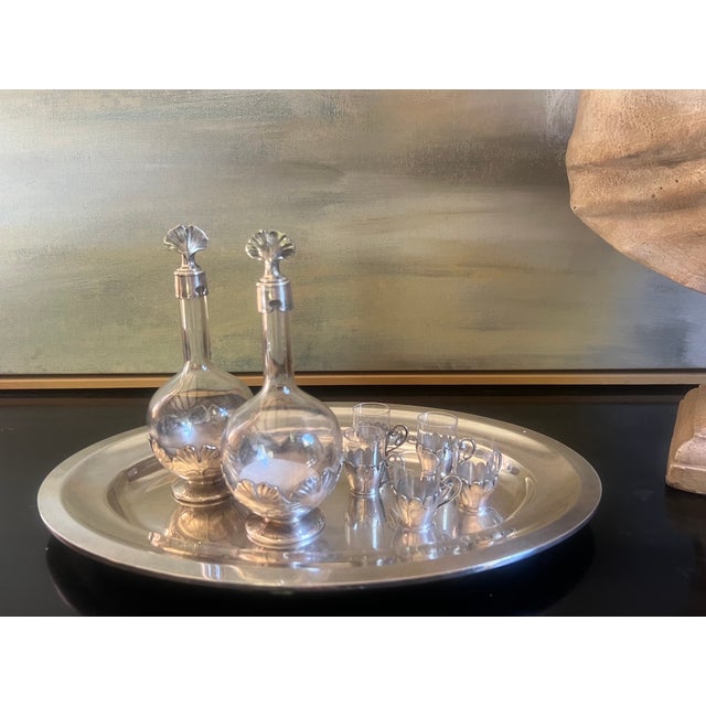 Christofle Early 20th Century Christofle Art Nouveau Decanter and Glass Set on Tray For Sale - Image 4 of 12