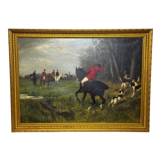 Museum-Quality Victorian Fox Hunt Masterpiece | c.1880 Royal Academy-Exhibited Equestrian Oil by James Albert Buchanan Jay For Sale