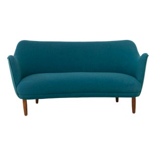 Danish Modern Sofa in Teal Blue, 1950s. For Sale