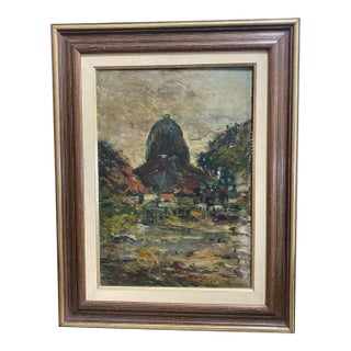 Oil on Wood Landscape Painting by the Brazilian Artist Jose Cavaliere Dated 1928 For Sale