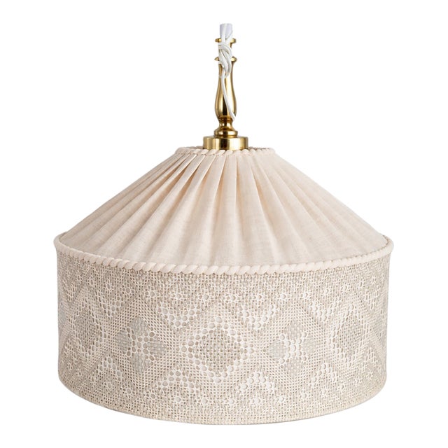 1960s Mid Century Modern Pendant in Linen and Lace Sweden For Sale