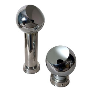 Reggiani Style Pair of Late 20th Century Italian Wall Sconces Space Age in Nickel-Plated Metal For Sale
