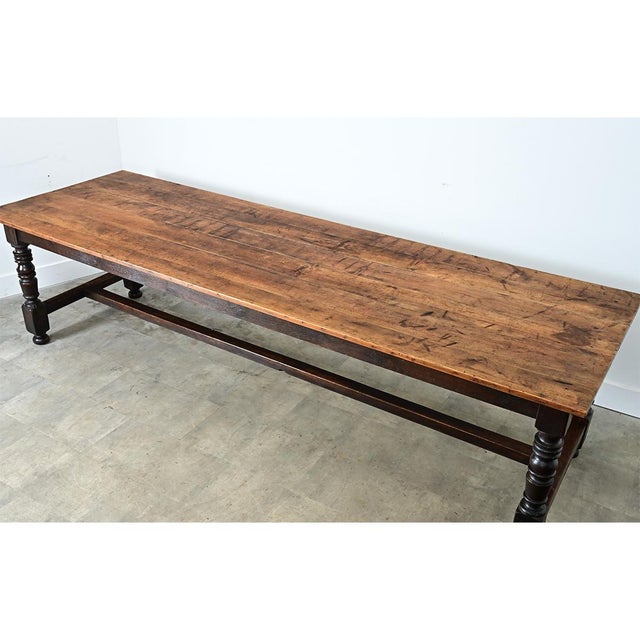 Massive French 1930's Applewood Farm Table For Sale - Image 9 of 12