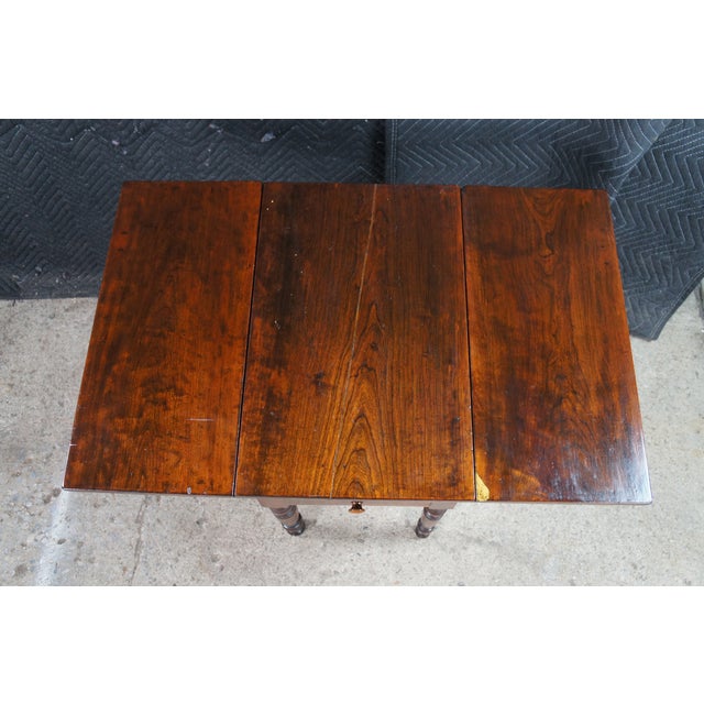 Antique Early American Federal Cherry Drop Leaf Parlor Side Accent Table For Sale - Image 9 of 12
