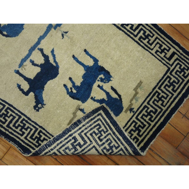 Horses Chinese Antique Pictorial Rug For Sale - Image 4 of 6