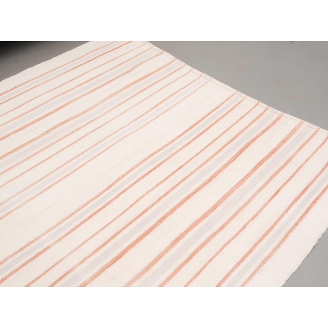 White 1970s Vintage Handmade Wool Cotton White Runner Rug For Sale - Image 8 of 11