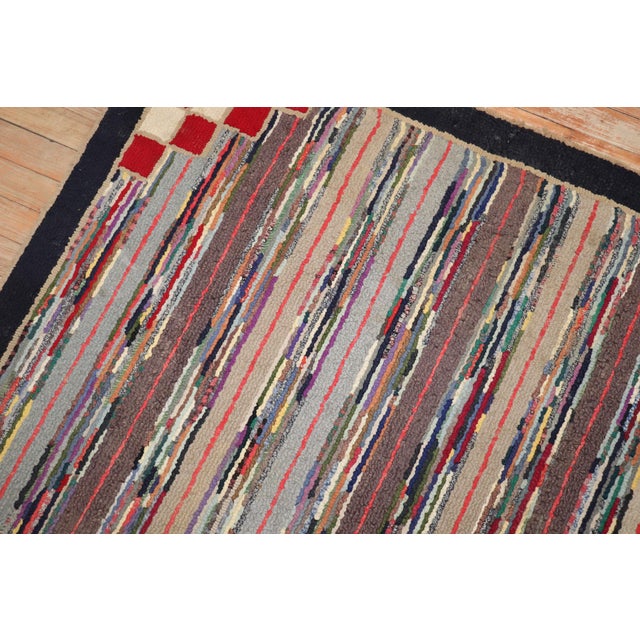 Vintage Zabihi Collection American Hooked Accent Size Rug - 4'4" x 5'9" For Sale - Image 4 of 8