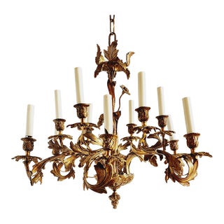 Antique Gilt Bronze French Rococo Style Chandelier For Sale