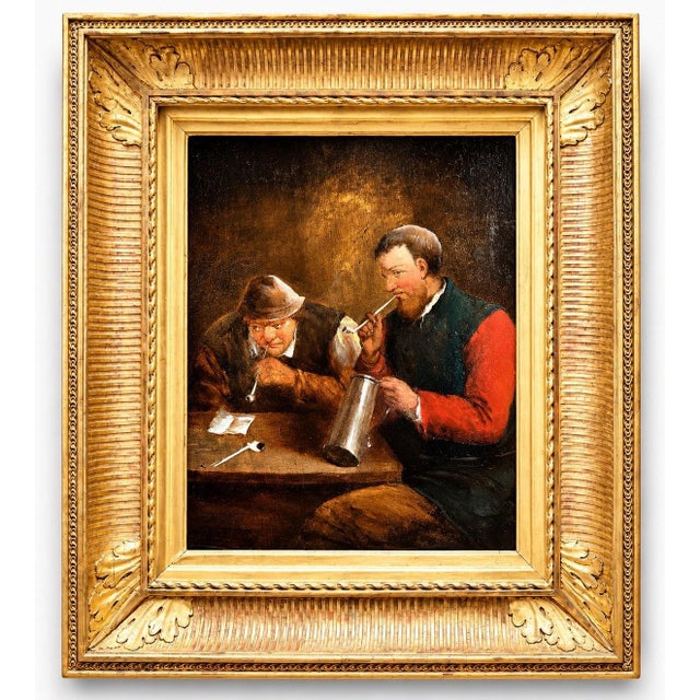 Smokers in a Tavern, 1800s, Oil Painting on Canvas, Framed For Sale - Image 6 of 6