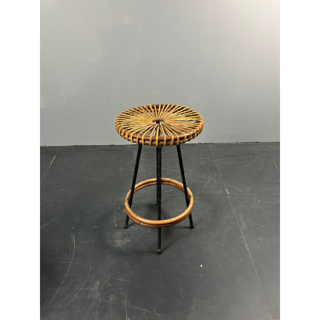 Mid-Century Modern Dutch Rattan Bamboo Bar Stool by Dirk Van Sliedrecht for Rohé Noordwolde, 1950s For Sale - Image 9 of 18