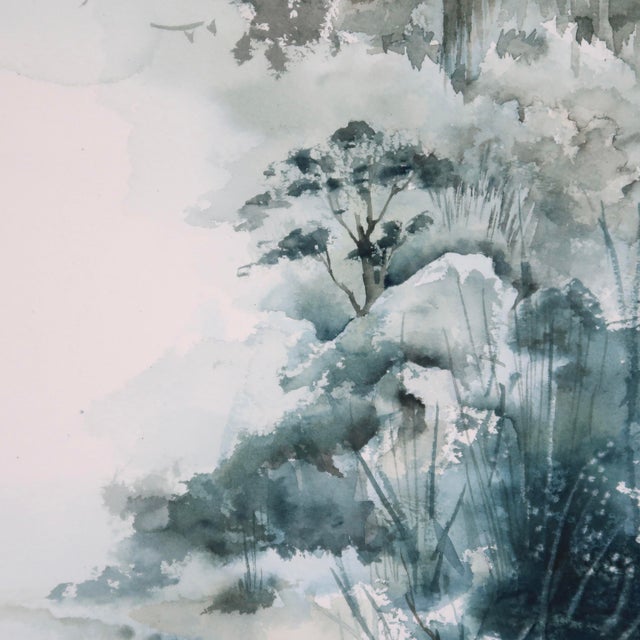 Late 20th Century Original Landscape Watercolor by Tulsa Artist Ellen Shannon – Tree, House & Reflection Scene For Sale - Image 12 of 15