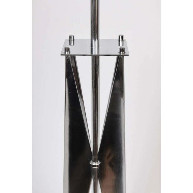 1960s Tall Maurizio Tempestini Chrome & Travertine "Geometric" Table Lamp For Sale - Image 11 of 13