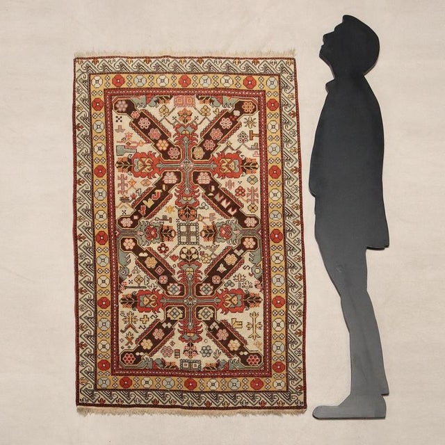 Shirvan wool rug, fine knot, hand-made. This piece is attributed to the mentioned designer/maker. It has no attribution...