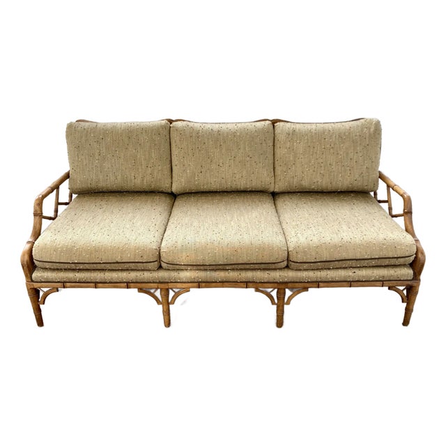 Mid 20th Century Chinese Chippendale Faux Bamboo Sofa For Sale