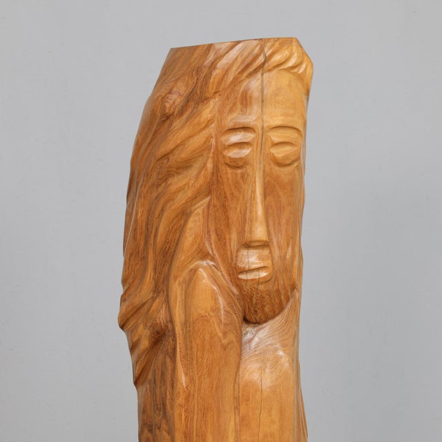 Belgian Artist, Hand-Carved Sculpture, 1970s, Oak For Sale - Image 10 of 11