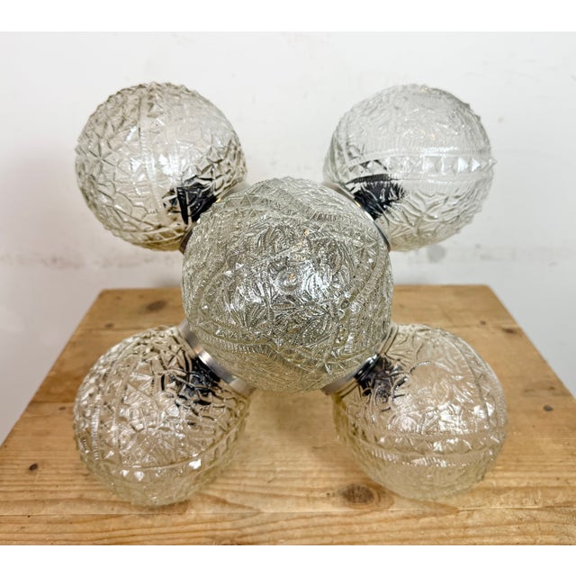 Vintage Cut Glass Chandelier from Kamenický Šenov, 1960s For Sale - Image 11 of 17