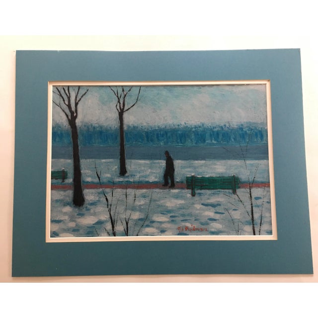 1930s Swiss Winter Landscape Oil Painting on Paper by Georges Froidevaux For Sale - Image 12 of 13
