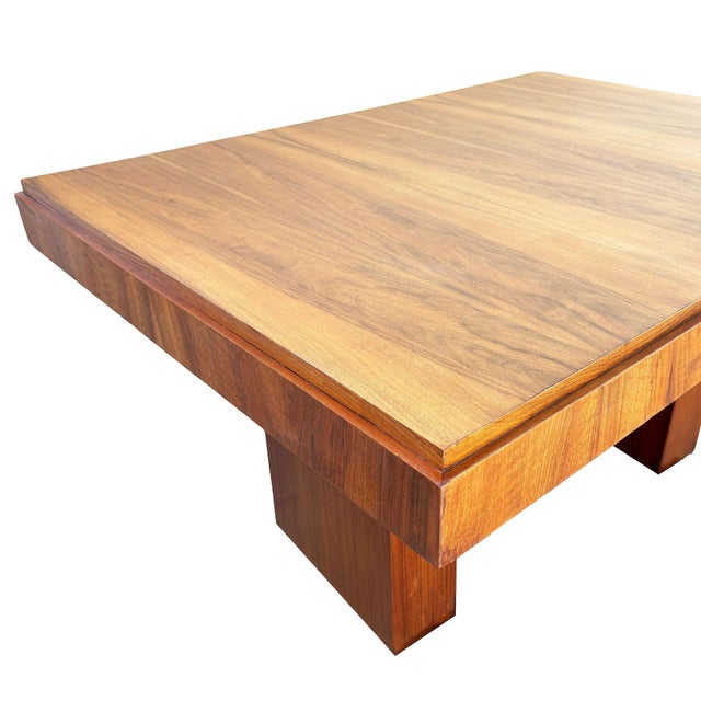 Chocolate 1940s Art Deco Geometric Walnut Dining Table Desk Inspired by Charles Dudouyt For Sale - Image 8 of 12