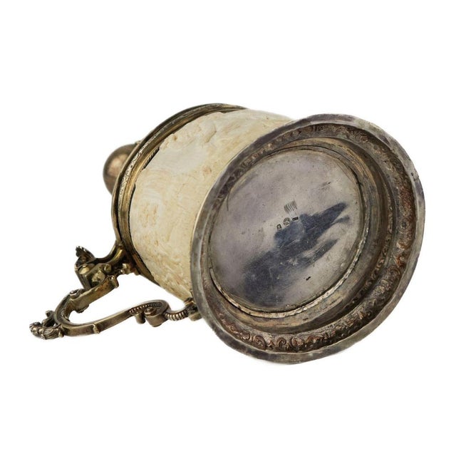 Silver Beer Tankard with Atlas and Carved Ivory Religious Scenes from Lübeck For Sale - Image 7 of 15