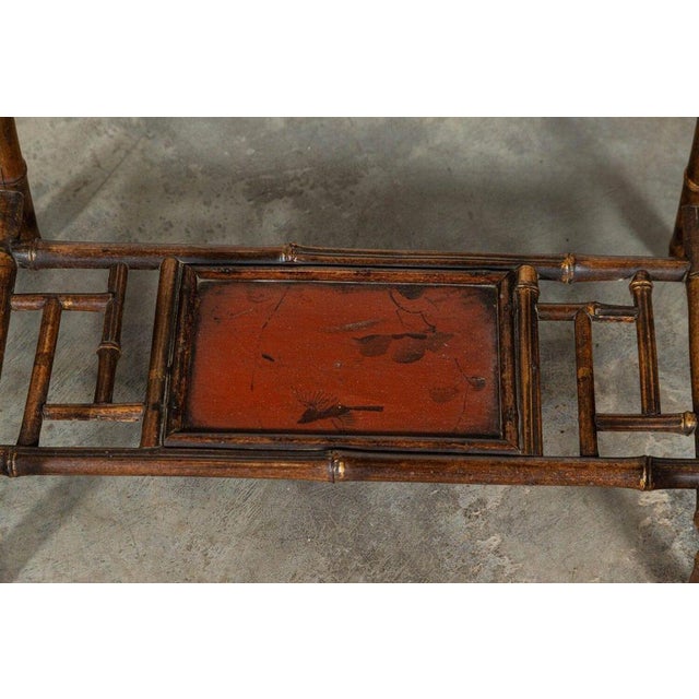 Antique English Bamboo Sewing Side Table, 1910 For Sale - Image 15 of 17