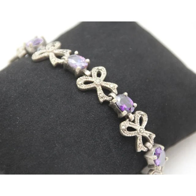 Sterling Silver and Amethyst Bracelet For Sale - Image 5 of 6