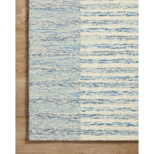 2020s Chris Loves Julia x LoloiChris Ivory / Denim 7'-9" x 7'-9" Square Area Rug For Sale - Image 5 of 9