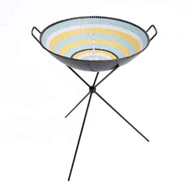 Black Mid Century Tiled Serving Salad Bowl Tripod Legs For Sale - Image 8 of 12