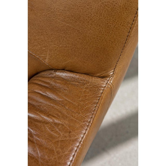 1960s Mid-Century Modern Industrial Brown Leather 3-Seater Sofa, 1960s For Sale - Image 5 of 18