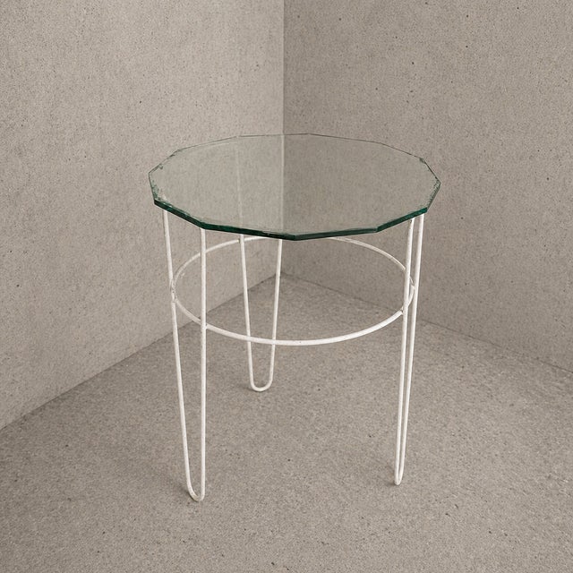 Vintage Art Deco Glass Top Side Table with Metal Frame, 1960s For Sale - Image 4 of 4