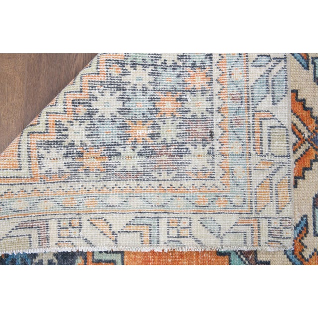 Vintage Turkish Oushak Handmade Wool Cotton Orange Runner Rug For Sale - Image 9 of 11