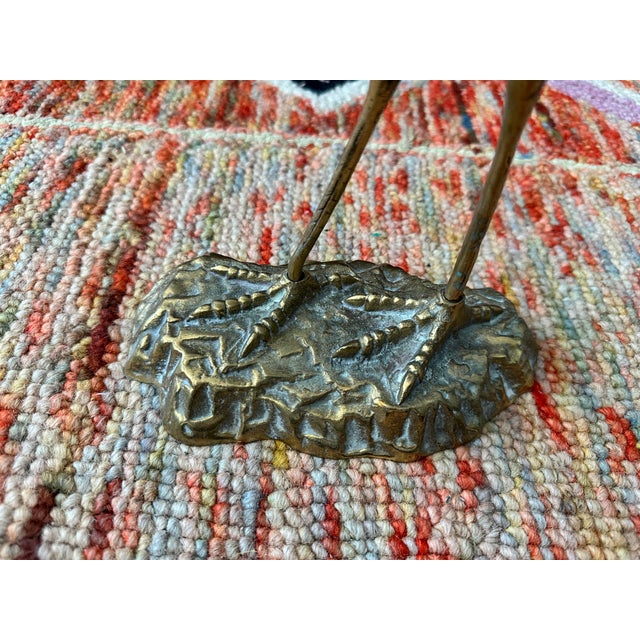 Metal Mid-Century Solid Brass Crane Sculpture, C. 1960s For Sale - Image 7 of 9