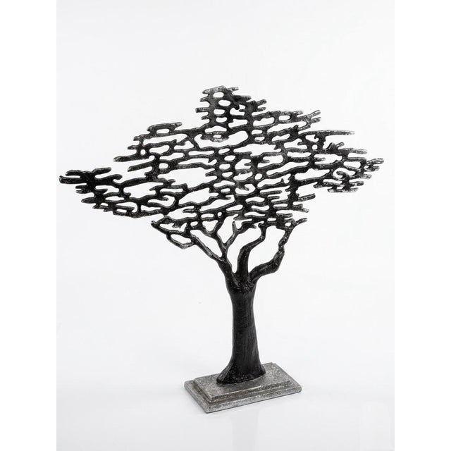 Large Brutalist Cast Metal Acacia Tree Sculpture For Sale - Image 4 of 11