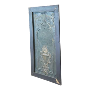 Antique Decorative Embossed Hammered Tin Panel With Trophy Urn