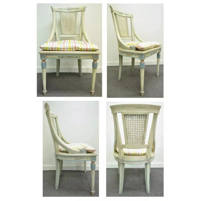 Blue Vintage Chinoiserie Butterfly & Bird Custom Painted Tall Secretary Desk & Chair - Set of 2 For Sale - Image 8 of 10